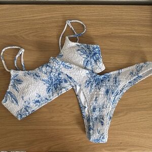 Blue and white bathing suit